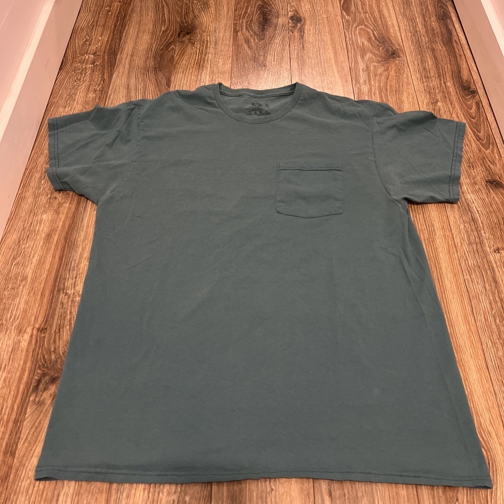 Vintage Fruit Of The Loom Pocket Blank T Shirt Mens XL Green - Picture 1 of 8